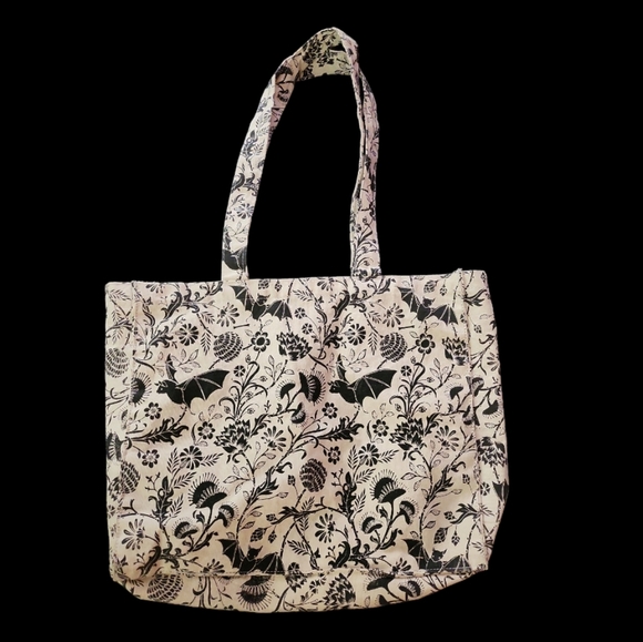 Whimsigoth Floral Bat Tote Bag - Picture 2 of 7